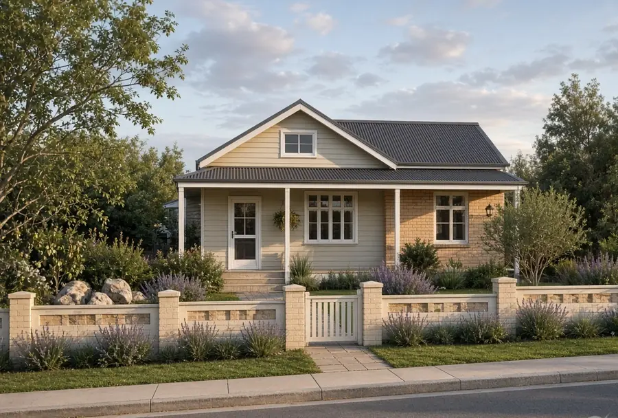A renovated cottage with a low front fence and verandah.